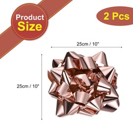 MECCANIXITY 10 Inch Large Gift Bow Self Adhesive Metallic Christmas Bows Rose Gold for Gift Wrapping, Present Baskets, Party Decoration, Holiday, Wedding 2Pcs