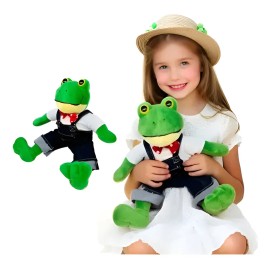 Peluche Rana Rene 35cm Ranita Con Overol Verde