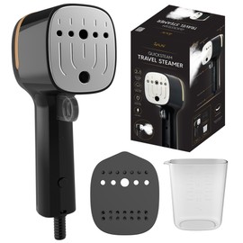 SALAV® Quicksteam Portable Hand Held Garment Steamer for Clothes, 10 seconds Fast Heating Time, Removes Wrinkles on Clothes and Fabrics, No Drip Steam, Stainless Steel Plate (Onyx)