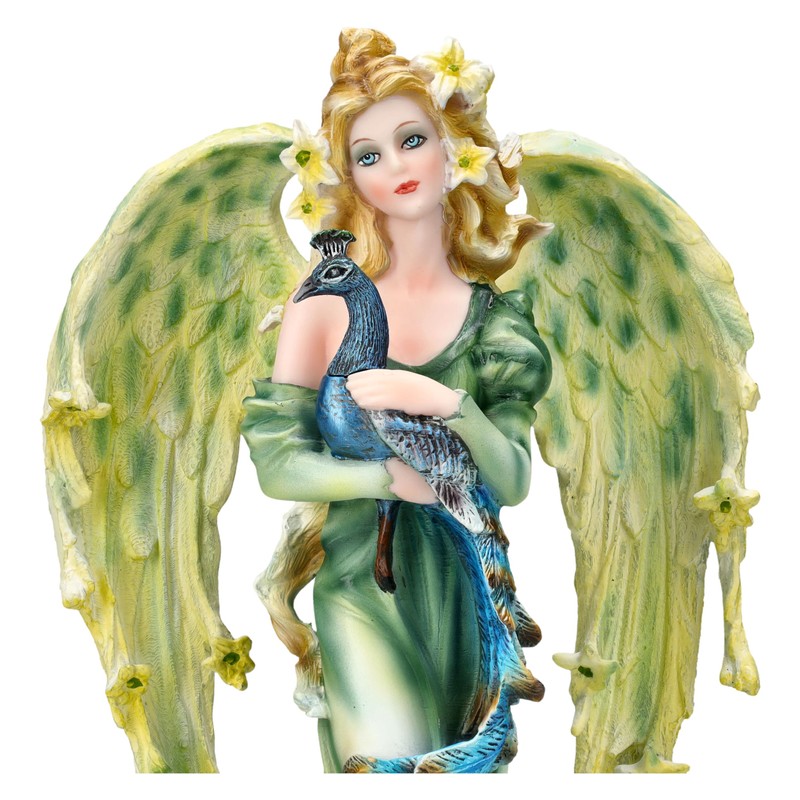 Pacific Giftware Fairy Angel Figurine Teao with Peacock, 23.5 cm,
