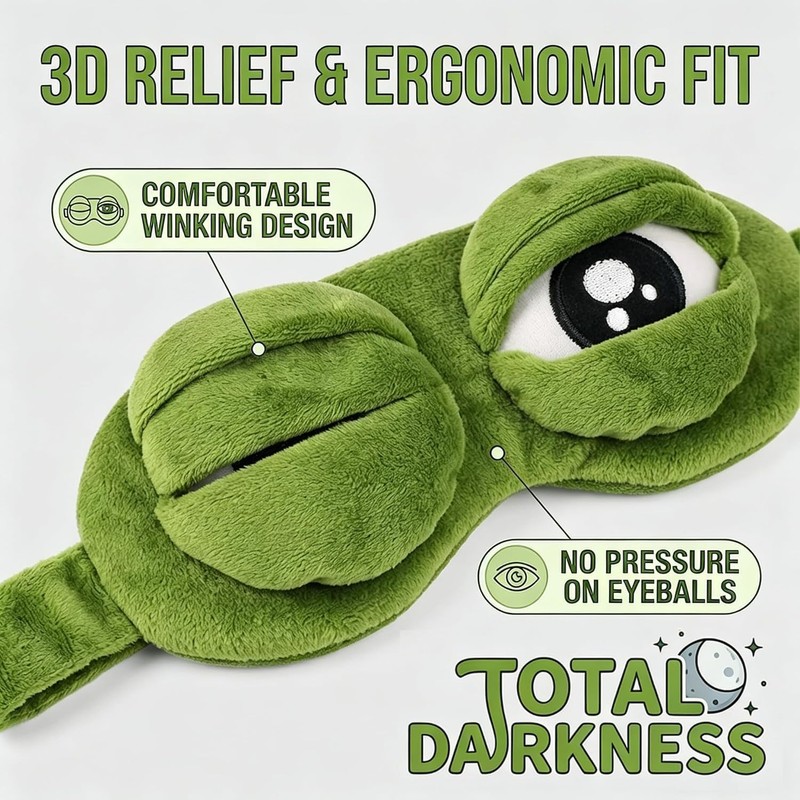 3D Cute Frog Sleep Eye Mask, Funny Cute Frog Eye