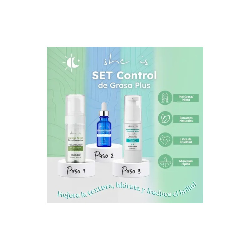 Kit Facial Piel Grasa Y Mixta She Is Skincare Control