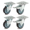50mm Set of 4 Swivel Castors with Plate Fitting (TPR
