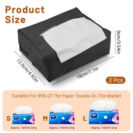 Huakaile 2 Stück Auto-Tücherhalter, PU-Leder, Auto-Tücherbox mit Gummiband und Schnalle, groß, rechteckig, Sonnenblende, Serviettenhalter, Spendertasche für Papieraufbewahrung, Kopfstütze, Armlehne