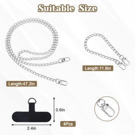 2 Pack Silver Phone Lanyard Crossbody with Patch,Cell Phone Lanyards for Women,Lanyard for Cell Phone,Phone Strap Crossbody for Women Most Phone,Phone Lanyards for Around the Neck Wrist