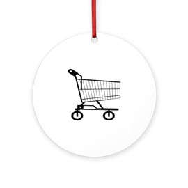 CafePress Shopping Cart Round 4" MDF Holiday Ornament