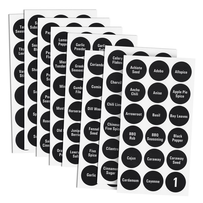 Talented Kitchen Spice Labels Stickers - 144 Round 1.5-Inch Water-Resistant