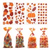100Pcs Thanksgiving Clear Candy Cookie Bags Autumn Pumpkin Maple Leaf