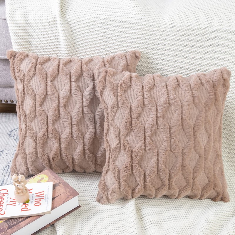 Madizz Set of 2 Soft Plush Short Wool Velvet Decorative