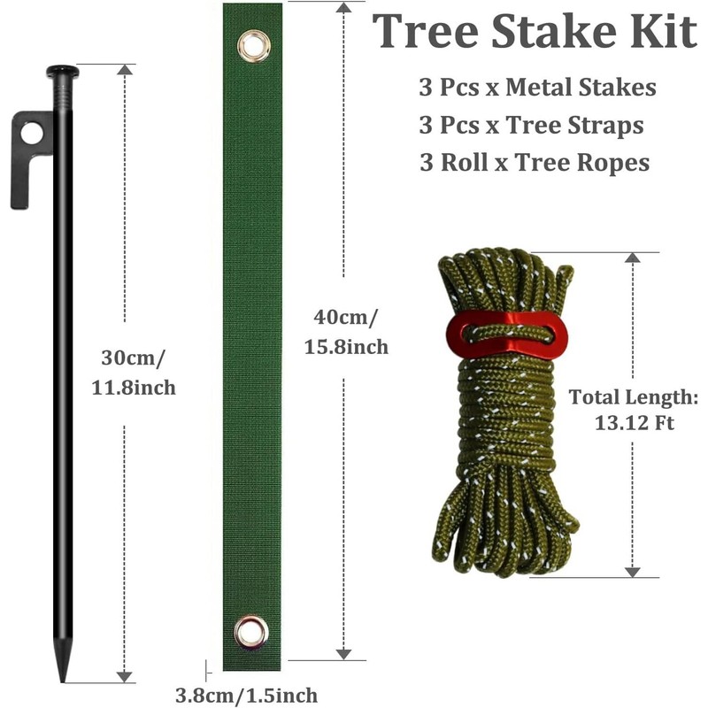 Heavy Duty Tree Stake Kit,11.8" Steel Stakes for Young Trees,