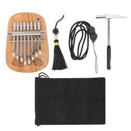 Kalimba Thumb Piano, Thumb Piano Percussion Instrument Camphor Wood 8-Button Mini Hanging Hole with Tuning Hammer Lanyard Storage Bag Musical Instrument