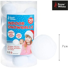 VFM - Realistic Soft Indoor Snowballs 7cm - Artificial Winter White Snow Throwing Game - Great Christmas Family Fun For Adults And Kids Ages 3+ (20 Pack)