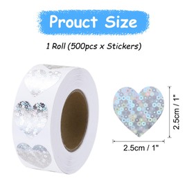 QUARKZMAN 500 Stück Laser-Herz-Aufkleber Selbstklebende Glitzerfolie Belohnungsaufkleber für Klassenzimmer Lehrerbedarf Geburtstagspaket Dekoration Mehrfarbig 1 Zoll