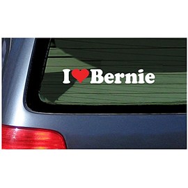 I Love Bernie Vinyl Decal - White with a red Heart Sticker