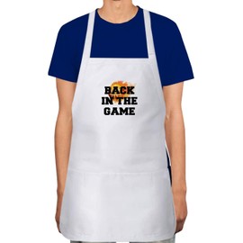 Makoroni - BACK IN THE GAME Basketball Player Apron Adjustable Kitchen Chef Apron with 2 Pockets Cooking Baking, DesP88