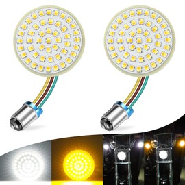 LivTee Extremely Bright Front Turn Signals & Running Switchback LED Lights Panel with 1157 Base Compatible for Harley Dyna Street Glide Road King, Motorcycle Accessories, White/Amber