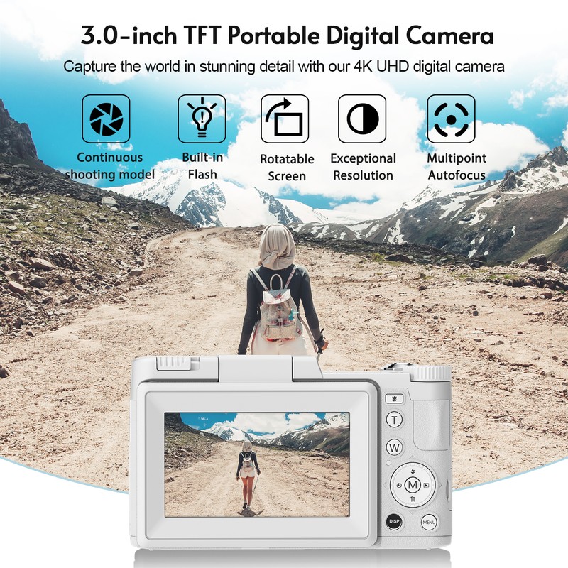 Andoer Portable Digital Camera with 3.0-inch TFT Rotatable Screen 48MP