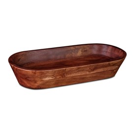 Luxe Designs Wooden Dough Bowl - Dark Burnt Acacia Wood - Handmade Decorative Bowls for Home Decor, Bathroom, Kitchen Counter, & More - Rustic Large Wood Dough Bowl for Decor, Cosmetics, and Keys