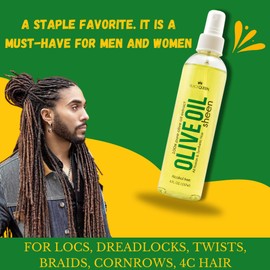 Black Queen Olive Oil Sheen Spray for Locs, Dreadlocks, Twists, Braids, Cornrows, 4C Hair - Moisturizing, Refreshing - 2 oz- Made in the USA (Pack of 3)