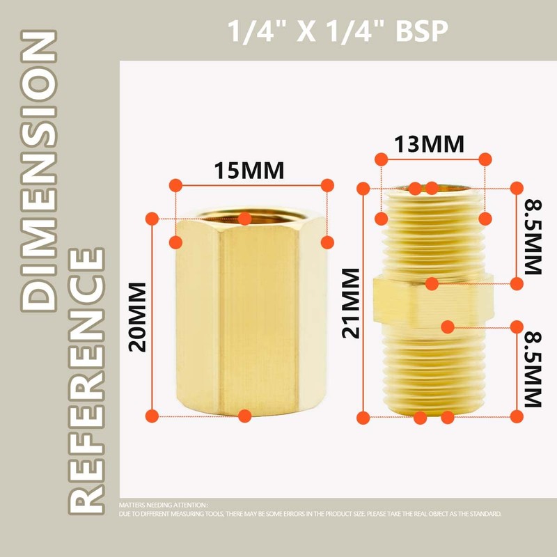 Bwintech 4 Pcs 1/4" to 1/4" Female & Male BSP