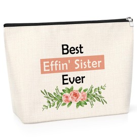Sister Gifts from Sister Makeup Bag Friendship Gift for Sister Inspirational Gifts for Sister Cosmetic Bag Wedding Birthday Christmas Graduation Gift for Sister Women Travel Zipper Makeup Bag