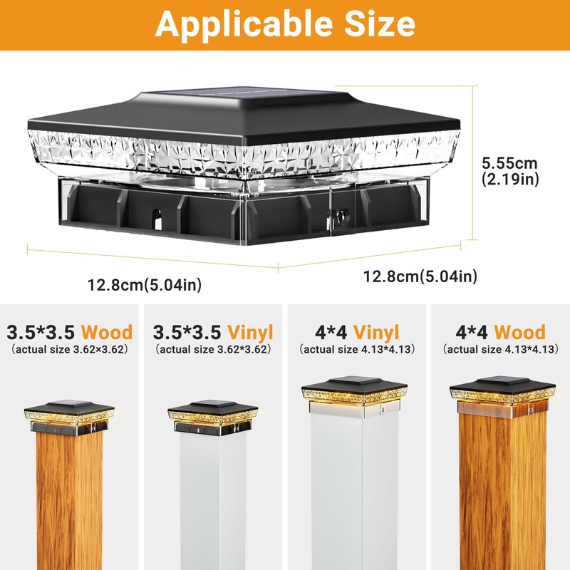 btfarm 4x4 Solar Post Cap Lights Outdoor, 2 Modes 16