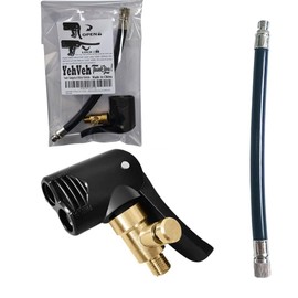 YehVeh 2 Pack Double Pump Head Dual Nozzle Presta Schrader Valve Thread Connector Tire Air Inflator Replacement Mouth Adapter with Extension Horse Tube for Bicycles and Electric Bicycles