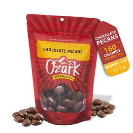 OZARK NUT ROASTERS, Chocolate-Covered Pecans, Chocolate Flavored Snack Nuts, World-Class Gourmet Candied Savory Peanuts, Resealable Pack (7.0 oz)