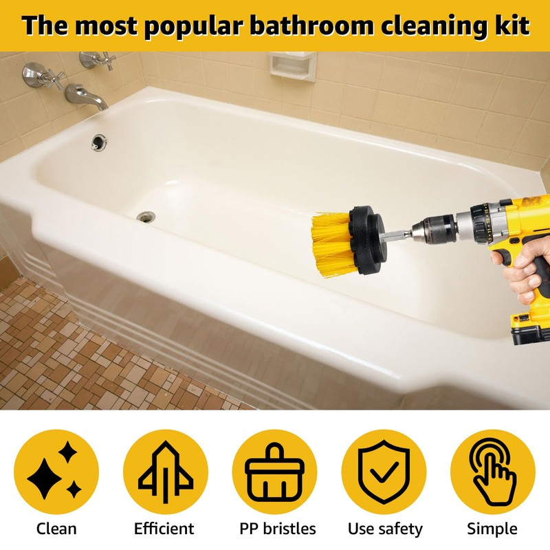 6Pcs Drill Brush Attachment Set，Multipurpose Cleaning Scrub Brush Kit with