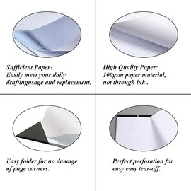 Yaridar Large Engineering Graph Paper - 22" x 17" Grid Paper, 50 Sheets/100 Pages, 4"x4" Blue Grid Paper Pad Giant Drafting Pad Sketching Graph Paper for Engineer Architect Designer Mathematician Draftsman