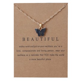 RIXERKOC Acrylic Butterfly Pendant Necklace Adjustable Butterfly Chain for Women Girls Colourful Butterfly Jewellery Gift for Birthday Valentine's Day Mother's Day, Metal, Not Applicable