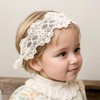 Bethynas Baby White Lace Elastic Headband Toddler Hair Bow Baptism