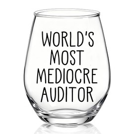 TOUNER World'S Most Mediocre Auditor Stemless Wine Glass, Christmas Birthday Wine Glass Gifts for Women Grandma Mom Aunt Sister BFF, Thanksgiving Thank You Gifts for Women Auditor CPA Accounting