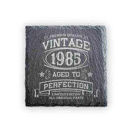 40th Birthday Slate Coaster | 1985 Aged to Perfection | Limited Edition | Premium Quality | Vintage Style Engraved Gift (1985)