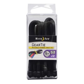 Nite Ize Gear Tie ProPack 6" Black Twist Ties Waterproof Durable (4-Pack of 12)