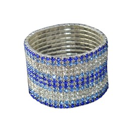 Yecomsy Multicolor Rhinestone Stackable Stretch Bracelets 12 Rows Sparkling Strand Crystal Tennis Bracelet Rhinestone Bracelet Wedding Jewelry-Blue