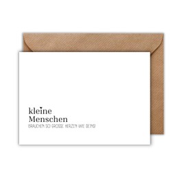 WBdesignz Simple Thank You Card with Envelope – Stylish Thank You Card "Kleine Menschen brauchen so große Herzen wie deins!" (German Language) Thank You Card for Teachers, Educators, Caregivers,