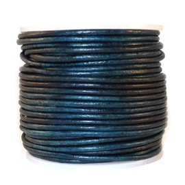 Cords Craft, Round Leather Cord 1.5mm, Leather Cording for Jewelry Making, DIY Craft Work, Genuine Leather Cords Necklace Making, Leather String Cord for Hobby Projects, 21.87 Yards (Vintage Teal)
