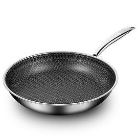 JUST VEGAN Stainless Steel Skillet 10-inch/11-inch, Nonstick Frying Pan with Induction Compatible Base, Durable & Easy Clean for Gas/Electric Stove (11 inches)