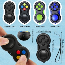 Skylety 4 Pieces Cam Fidget Pad Controller, Fidget Keychain, Mini Game Handheld Pad Anxiety and Stress Relief Sensory Toy with 8 Fun Features and Lanyard for Adult(Assorted Colors)