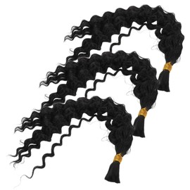 Baluue 3pcs Deep Wave Crochet Hair Extensions Synthetic Braiding Hair for Women Breathable Comfortable Human Braiding Hairpieces Bundles for Daily Wear and Parties