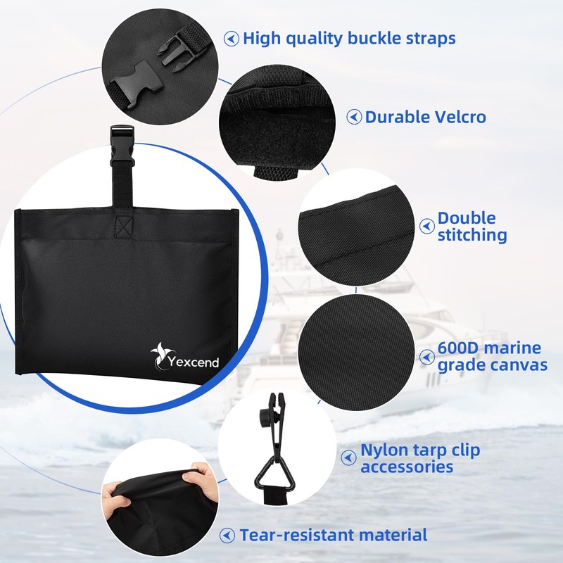 Yexcend 10 Packs Boat Cover Sand Bag Mooring Kit, 600D