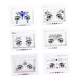Baluue 6sheets Rhinestone Crystal Sticker Face Jewels Fashionable for Girls Guys Random Style