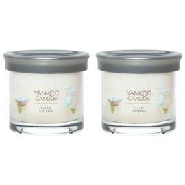 Yankee Candle Small Tumbler Scented Single Wick Jar Candle, Clean Cotton, Over 20 Hours of Burn Time, 4.3 Ounce (Pack of 2)