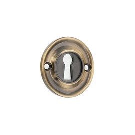 Infinity Decor Solid Brass Slimline Standard Door Lock Keyhole Cover Plate Escutcheon 42mm – Ideal for Front Exterior Doors (Antique Brass)