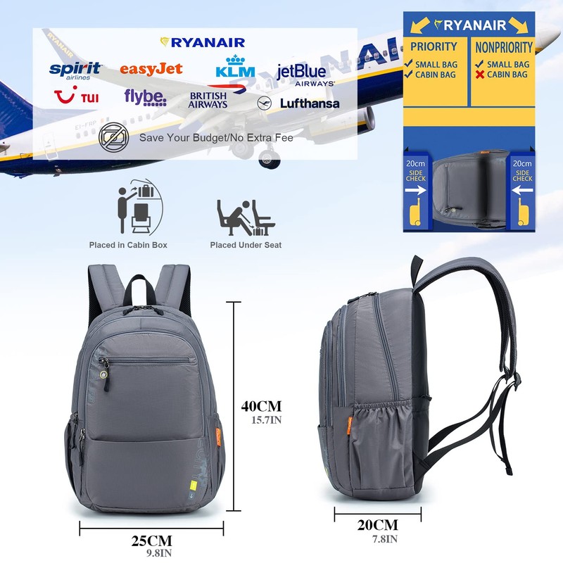 BAGZY Purple Backpack for Ryanair Cabin Bags 40x20x25, Water-Resistant, Abrasion