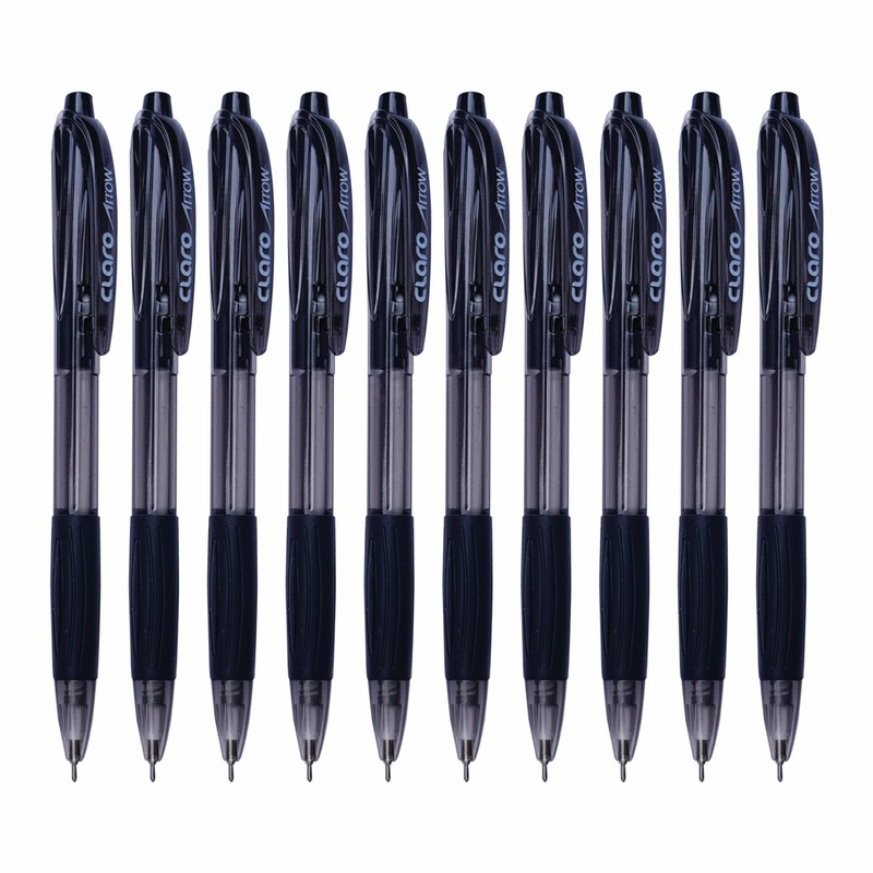 ArrowRT Retractable Ballpoint Pens, BLACK, Fine Point (0.7mm), Pack of