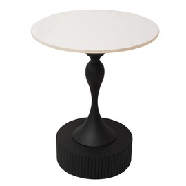 Cre Cra Side Table with Marble Top Metal End Table Modern Sofa Side End Table Coffee Round Side Desk for Couch Living Room Bedroom Outdoor