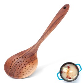 Slotted Strainer and Skimmer Spoon,Wooden Scoop Slotted Spoons for Cooking,Colander Ladle Skimmer Scoop for Kitchen Cooking