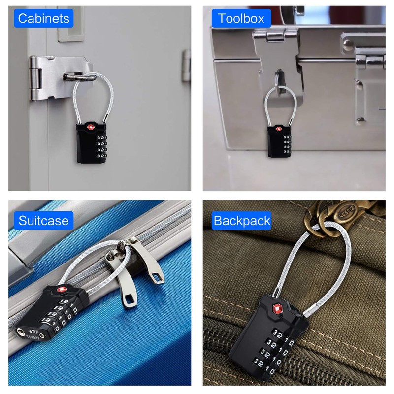 Diyife TSA Luggage Locks with 14 cm Flexible Cable, 4-Digit